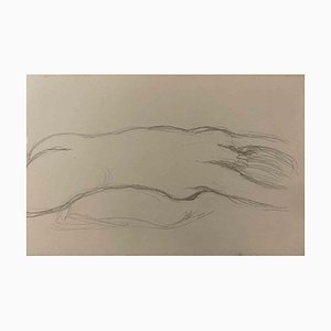 The Sleeping Nude, Dessin Original au Crayon, Début du 20ème Siècle