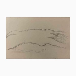 The Sleeping Nude, Original Bleistiftzeichnung, frühes 20. Jh