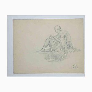 Maurice Chabas, Figure de l'Homme, Dessin au Crayon, Début du 20ème Siècle