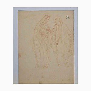 Maurice Chabas, La Sainte Famille, Dessin au Crayon, Début 20ème Siècle