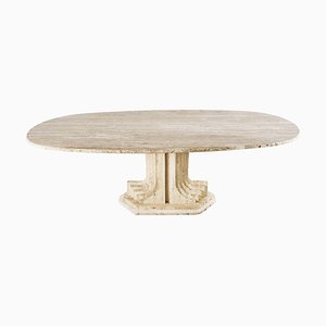 Vintage Travertine Dining Table in the Style of Carlo Scarpa, 1970s