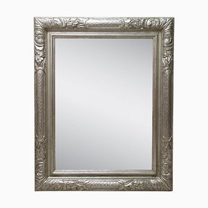 Miroir Néoclassique Regency en Bois Sculpté à la Main et Feuille d'Argent, 1970