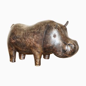 Vintage Brown Leather Hippopotamus Footstool from Dimitri Omersa