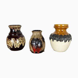 Multi-Colored Op Art Fat Lava Ceramic Vases from Bay Keramik, Germany, Set of 3