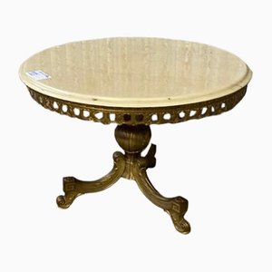 Hollywood Regency Antique Marble and Iron Side Table