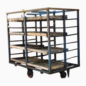 Industrial Style Bakery Cart in Wood and Iron