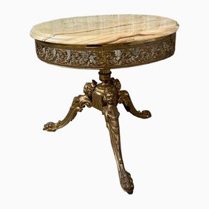 Antiker Tisch aus Eisen und Marmor