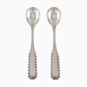 Cucharas de sal de cuerda de plata de Georg Jensen, 1909. Juego de 2