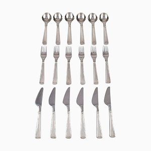 Lunch Service in Sterling Silver for Six People from Georg Jensen, Set of 18