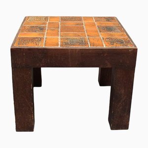 French Square Side Table with Ceramic Tile Top by Jacques Blin, 1950s