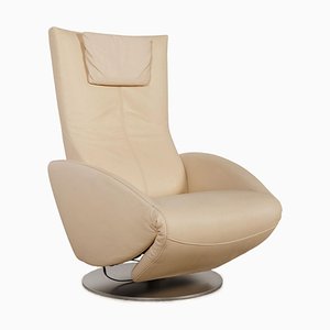 Cream Leather Mate Armchair with Electronic Function from FSM