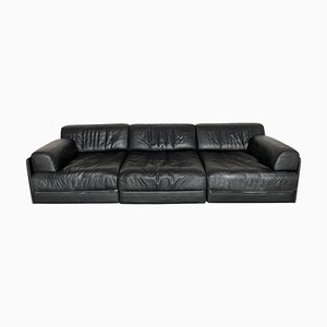 Black Leather DS76 Modular Sofa Daybed from de Sede