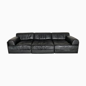 Schwarzes Modulares DS76 Schlafsofa aus Leder von de Sede