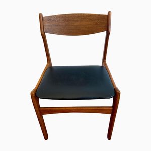 Danish Oak Dining Chair with a Black Leather Seat Cushion