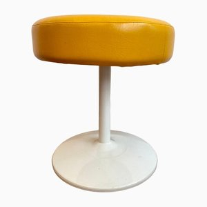 Vintage Stool with Yellow Seat Cushion on Metal Frame, 1970s