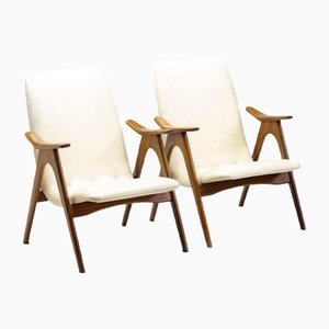 Walnut Lounge Chairs by Louis Van Teeffelen, Set of 2
