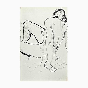 Tibor Gertler, Nude From the Back, Original Marker Pen, Mid 20th-Century