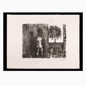 Jacques Busse, Femme Nue à l'Arbre, Lithographie Originale, Milieu du 20ème Siècle