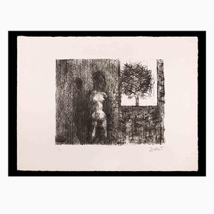 Jacques Busse, Nudo di donna con albero, Litografia originale, metà del XX secolo