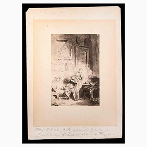 Augustin De Saint-Aubin, Young Lovers, Litografía original, siglo XIX