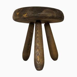Swedish Sculptural Stool in Stained Pine by Ingvar Hildingsson, 1970s