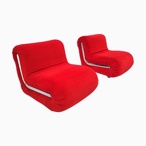 Italian Red Boomerang Easy Chairs by Rodolfo Bonetto, 1960s