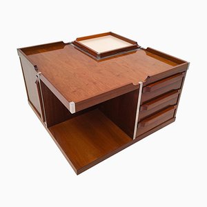 Mid-Century Modern Italian Square Storage Coffee Table in Wood, 1960s