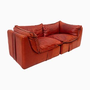 Mid-Century Modern Italian Leather Sofa by Mario Bellini, 1970s