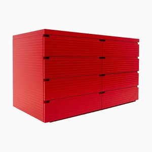 Mid-Century Modern Red Lacquered Chest of Drawers, 1960s