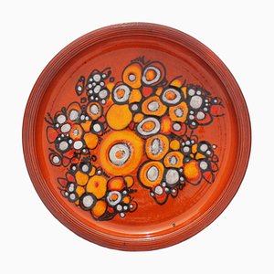 Orange Ceramic Wall Plate by Elly and Wilhelm Kuch, 1970s
