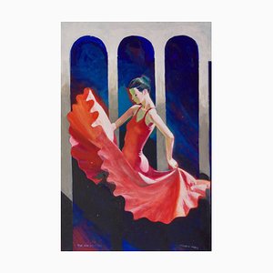 Frank Hill, The Red Dancer, Mid-Late 20th-Century, Oil on Board