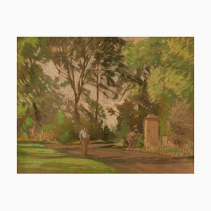 William Henry Innes, Chemin à Travers le Jardin, Milieu du 20ème Siècle, Pastel