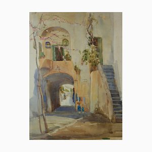 Sterndale Bennett, Italian Village, Mid 20th-Century, Watercolour, Framed