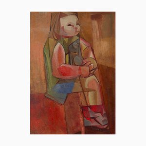 Dennis Henry Osborne, Girl on Chair, mediados del siglo XX, óleo sobre lienzo