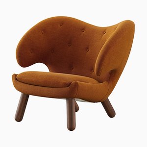 Upholstered in Wood and Fabric Pelican Chair by Finn Juhl for Design M
