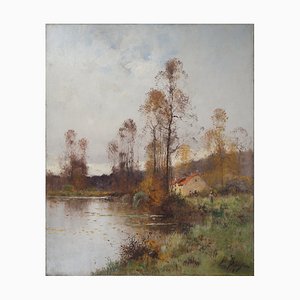 Eugène Galien-Laloue, Old Farm Near the River, Oil on Canvas
