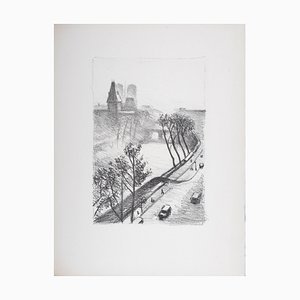 Albert Marquet, Les Quais De Paris #3, Rhapsodie Parisienne, 1950, Lithograph in Black and White on Arches Paper
