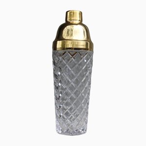 Bohemian Crystal Cocktail Shaker with Brass Lid, 1970s