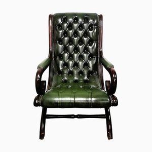 Green Leather Chesterfield Slipper Armchair
