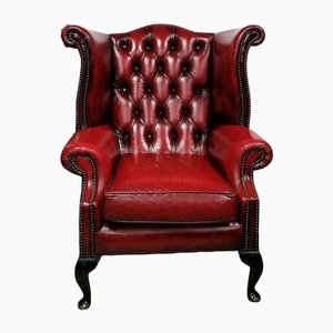 Butaca Queen Anne Chesterfield en rojo sangre