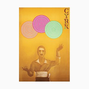 Affiche de Cirque Représentant un Jongleur Moustache par Urbaniec, Pologne, 1973