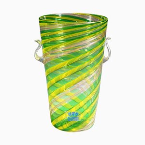 Murano Glass A Canne Vase with Aventurin from Fratelli Toso, Italy, 1965