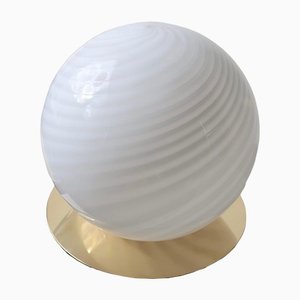 Lámpara de mesa vintage de cristal de Murano en blanco