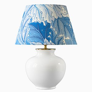 Blue and White Velsen Delft Table Lamp, William Morris Lampshade