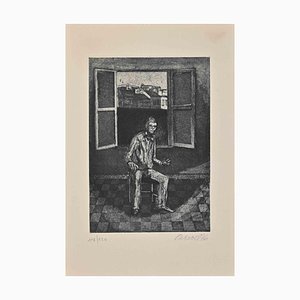 Robert Carroll, Man at the Window, Original Radierung, 1976