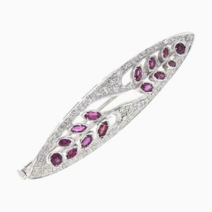 White Gold Brooch with Ruby and Diamond