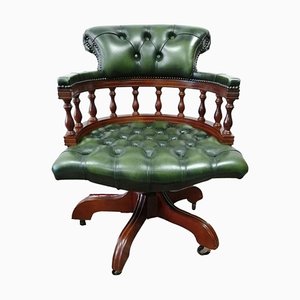 Classic Chesterfield Captain's Chair in Green