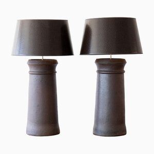 English Chimney Pot Table Lamps, Set of 2