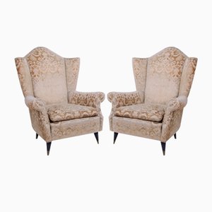 Fauteuils en Tissu Damask, 1950s, Set de 2