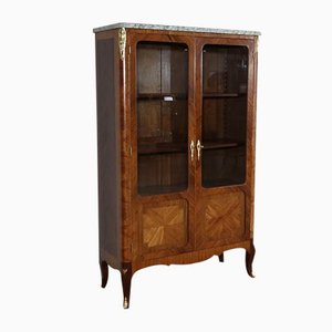 Small Louis XV or Louis XVI Transition Style Showcase Cabinet in Wood